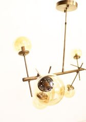 Nasa Dikdörtgen Avize – Pirinç Kaplama, 6×E14 | Modern Salon & Oturma Odası Aydınlatma