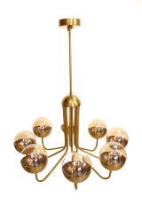 Yarım Küre Glob Camlı Avize – Lak Bal Kaplama, 8×E14 | Modern Salon & Oturma Odası Aydınlatma