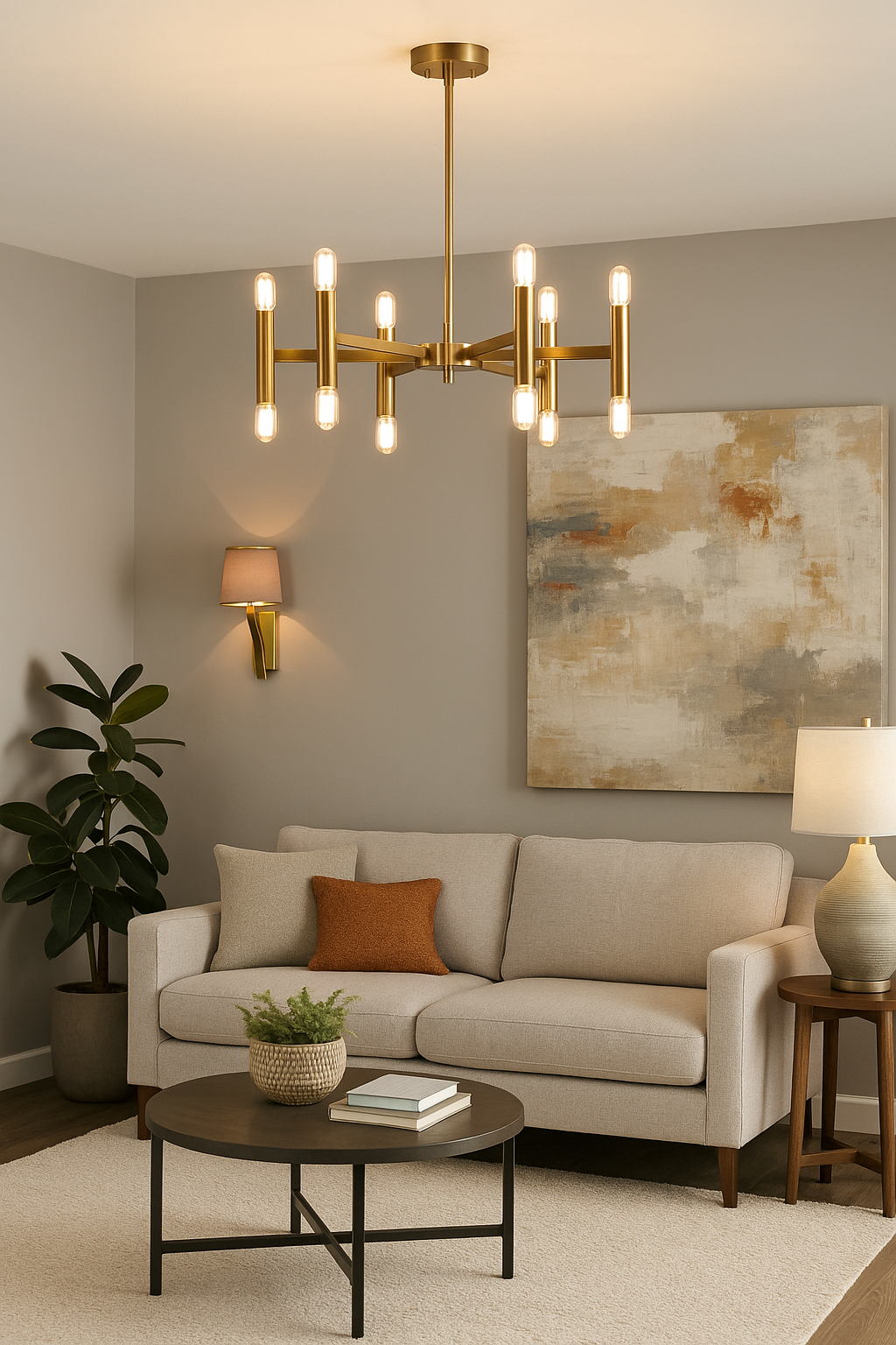 24’lü Borulu Avize – Pirinç Kaplama, 24×E14 | Modern Büyük Salon & Yemek Alanı Aydınlatma