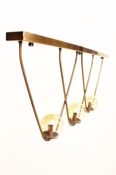 Yay Sarkıt Avize – Pirinç Kaplama, 3×E14 | Modern Salon & Oturma Odası Aydınlatma