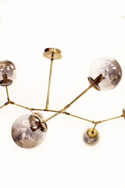 Molekül 7’li Avize – Pirinç Kaplama, 7×E14 | Modern Salon & Oturma Odası Aydınlatma