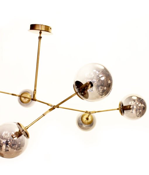 Molekül 7’li Avize – Pirinç Kaplama, 7×E14 | Modern Salon & Oturma Odası Aydınlatma