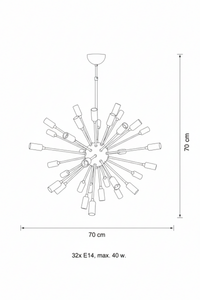 32’li Güneş Avize – Pirinç Kaplama, 32×E14 | Modern Büyük Salon & Oturma Odası Aydınlatma