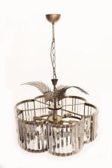 Kristalli Yapraklı Avize – Pirinç Kaplama, 6×E14 | Modern Salon & Oturma Odası Aydınlatma