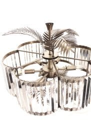 Kristalli Yapraklı Avize – Pirinç Kaplama, 6×E14 | Modern Salon & Oturma Odası Aydınlatma