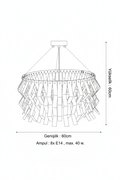 Merdiven Basamağı Sarkıt Avize – Pirinç Kaplama, 6×E14 | Modern Merdiven & Salon Aydınlatma