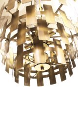 H‑Harfi Sarkıt Avize – Pirinç Kaplama, 7×E14 | Modern Salon & Oturma Odası Aydınlatma