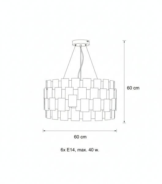 Kare Tek Sıra Pul Avize – Pirinç Kaplama, 6×E14 | Modern Salon & Oturma Odası Aydınlatma