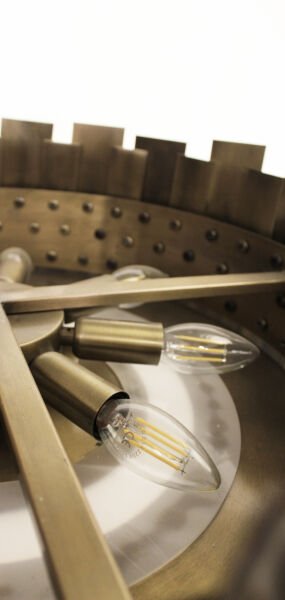 Kare Tek Sıra Pul Avize – Pirinç Kaplama, 6×E14 | Modern Salon & Oturma Odası Aydınlatma