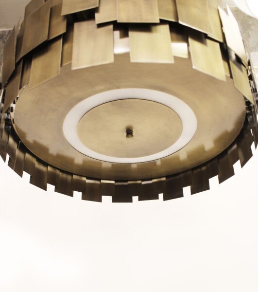 Kare Tek Sıra Pul Avize – Pirinç Kaplama, 6×E14 | Modern Salon & Oturma Odası Aydınlatma