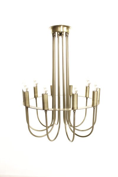 10’lu Baston Kol Sarkıt Avize – Pirinç Kaplama, 10×E14 | Modern Büyük Salon & Yemek Alanı Aydınlatma