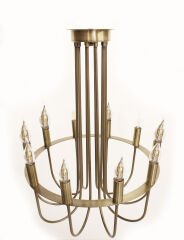 10’lu Baston Kol Sarkıt Avize – Pirinç Kaplama, 10×E14 | Modern Büyük Salon & Yemek Alanı Aydınlatma