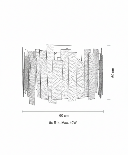 50’lik Baskılı Sarkıt Avize – Pirinç Kaplama, 8×E14 | Modern Salon & Oturma Odası Aydınlatma