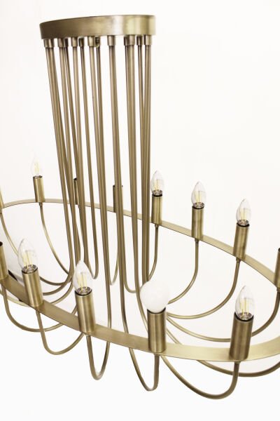 Elips Baston Kol Avize – Pirinç Kaplama, 10×E14 | Modern Salon & Oturma Odası Aydınlatma