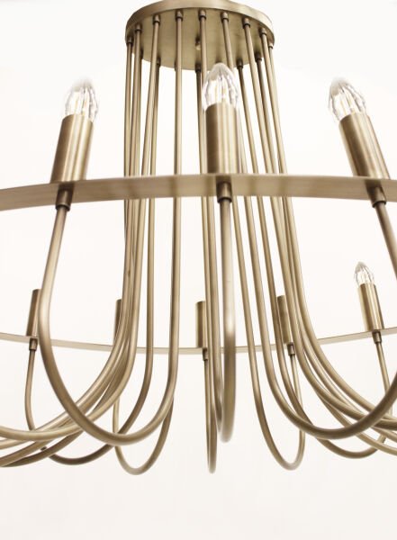 Elips Baston Kol Avize – Pirinç Kaplama, 10×E14 | Modern Salon & Oturma Odası Aydınlatma