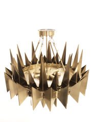 60’lık Yuvarlak Mızrak Avize – Pirinç Kaplama, 6×E14 | Modern Büyük Salon & Oturma Odası Aydınlatma