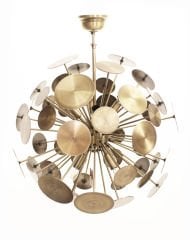 50’lik Pullu Sarkıt Avize – Pirinç Kaplama, 9×E14 | Modern Büyük Salon & Yemek Alanı Aydınlatma