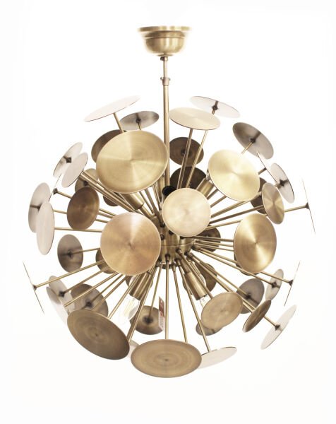 50’lik Pullu Sarkıt Avize – Pirinç Kaplama, 9×E14 | Modern Büyük Salon & Yemek Alanı Aydınlatma