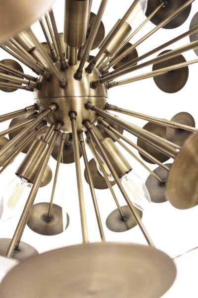 50’lik Pullu Sarkıt Avize – Pirinç Kaplama, 9×E14 | Modern Büyük Salon & Yemek Alanı Aydınlatma