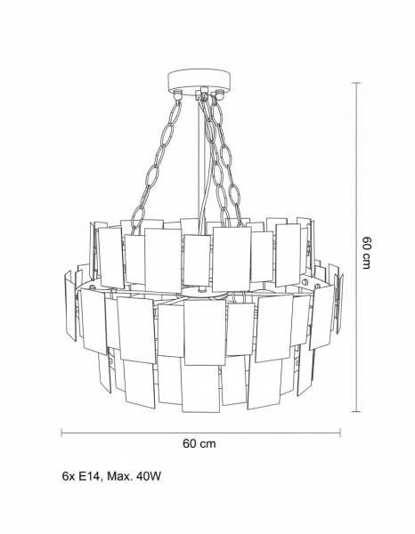 Besa Design Kare Pullu Sarkıt Avize - Pirinç Kaplama Lüks Aydınlatma 60x60 cm