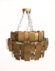 Besa Design Kare Pullu Sarkıt Avize - Pirinç Kaplama Lüks Aydınlatma 60x60 cm