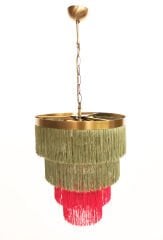 Püsküllü Sarkıt Avize – Pirinç Kaplama, 6×E14 | Modern Dekoratif Salon & Oturma Odası Aydınlatma