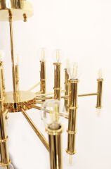 Yüzüklü Yuvarlak Avize – Pirinç Kaplama, 30×E14 | Modern Büyük Salon & Oturma Odası Aydınlatma