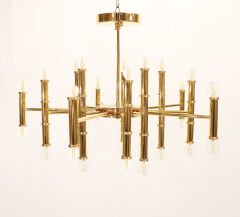 Yüzüklü Yuvarlak Avize – Pirinç Kaplama, 30×E14 | Modern Büyük Salon & Oturma Odası Aydınlatma