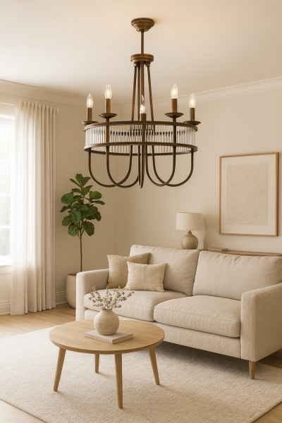 Kristal Çubuklu Baston Kol Avize – Pirinç Kaplama, 6×E14 | Modern Büyük Salon Aydınlatma