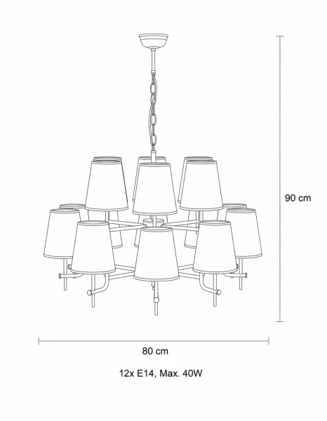C‑Kol Kervan Avize – 12×E14 Pirinç Kaplama | Modern Büyük Salon & Oturma Odası Aydınlatma