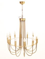 Baston Kol 12’li Avize – Pirinç Kaplama, 12×E14 | Modern Büyük Salon Aydınlatma