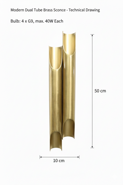 Pirinç Kaplama Borulu Duvar Apliği – 4×G9 Aydınlatma | Modern Dekoratif Duvar Lambası