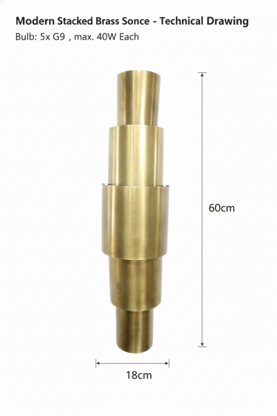 Katlı Kıvrım Sac Aplik – Demir & Pirinç Kaplama, 5×G9 | Modern Duvar Aydınlatma