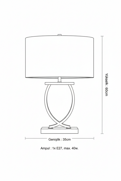 Kalp Masa Lambası – Demir & Pirinç Kaplama, 1×E27 | Dekoratif Romantik Aydınlatma