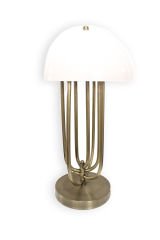 Elips Masa Lambası – Demir & Pirinç Kaplama, 2×E14 | Modern Dekoratif Aydınlatma