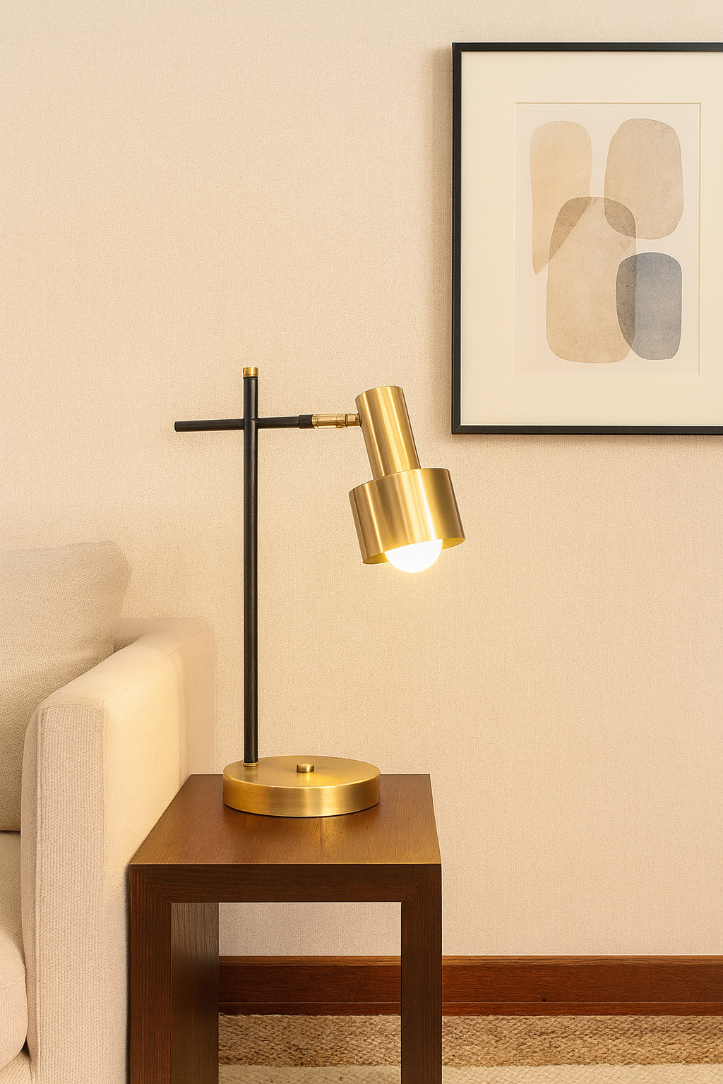 Mafsallı Çalışma Masa Lambası – Demir & Pirinç Kaplama, 1×E27 | Ayarlanabilir Aydınlatma