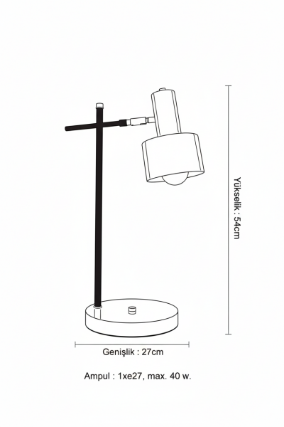 Mafsallı Çalışma Masa Lambası – Demir & Pirinç Kaplama, 1×E27 | Ayarlanabilir Aydınlatma