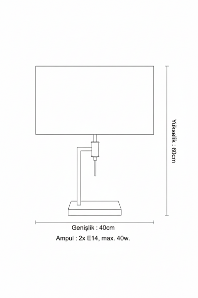 Harun Masa Lambası – Demir & Bal Kaplama, 2×E14 | Modern Dekoratif Aydınlatma
