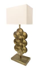 Disk Masa Lambası – Demir & Pirinç Kaplama, 1×E27 | Modern Dekoratif Aydınlatma