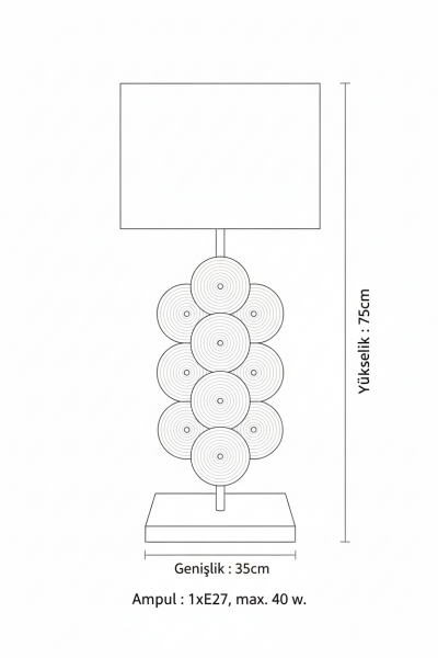 Disk Masa Lambası – Demir & Pirinç Kaplama, 1×E27 | Modern Dekoratif Aydınlatma