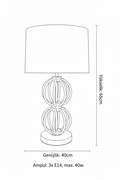 Halka Masa Lambası – Demir & Pirinç Kaplama, 3×E14 Aydınlatma | Modern Dekoratif Lamba