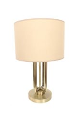 Dikdörtgen Masa Lambası – Demir & Pirinç Kaplama, 3×E14, Modern Tasarım | Besa Design