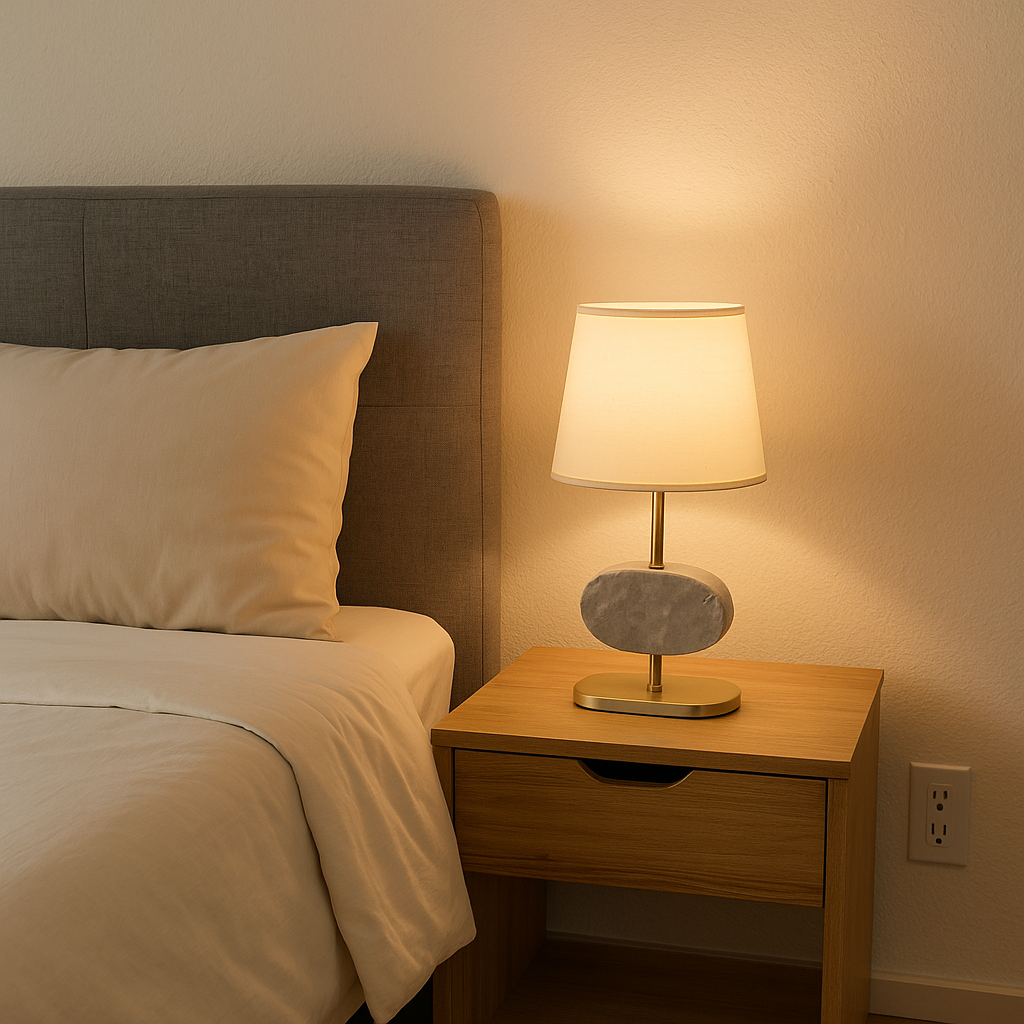 Elips Mermerli Masa Lambası – Demir & Pirinç Kaplama, Ayarlanabilir Renk ve Boyut | Besa Design