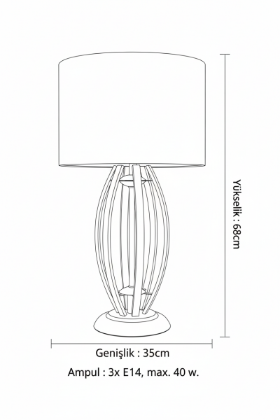 Besa Design Mantar Masa Lambası - Gold Kaplama Modern Mushroom Lamp 68 cm