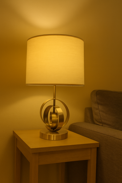 Modern Küre Masa Lambası - 3 Ampullü Pirinç Detaylı Lüks Aydınlatma