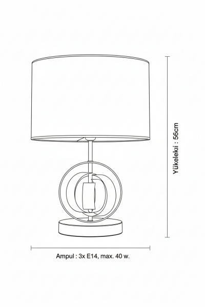 Modern Küre Masa Lambası - 3 Ampullü Pirinç Detaylı Lüks Aydınlatma