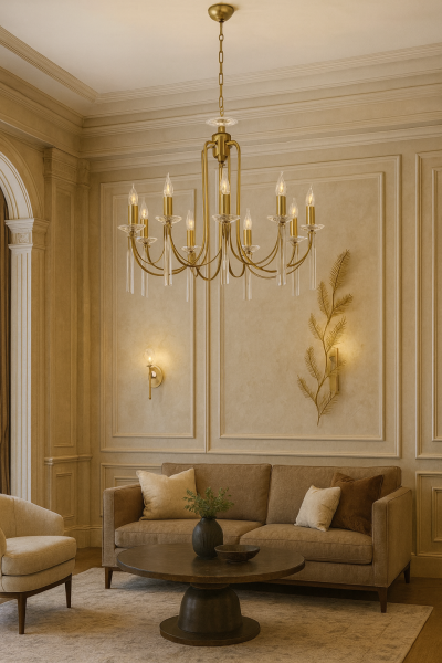 8 Kollu Prenses Avize – Modern Klasik Tasarım Şık ve Görkemli Salon Aydınlatması