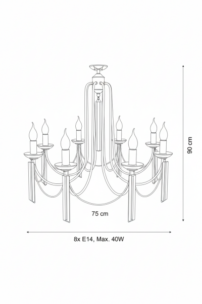 Besa 8 Kollu Prenses Avize – Modern Klasik Tasarım Şık ve Görkemli Salon Aydınlatması