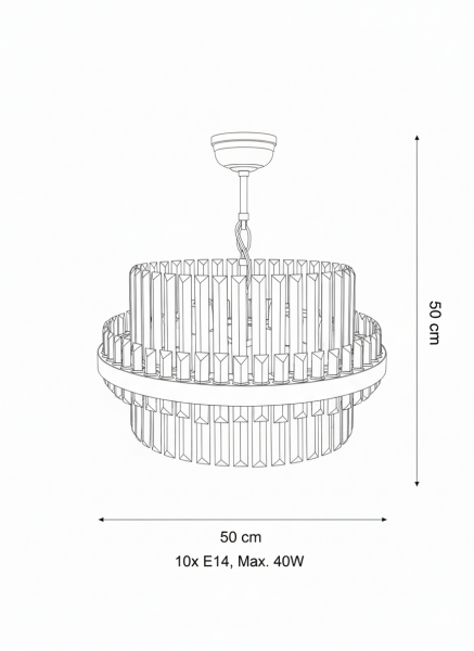 Besa Büyük Tabut Kristalli Sarkıt – Lüks Kristal Taşlı Şık ve Modern Salon Avizesi