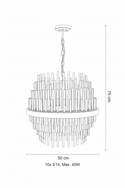 Besa 10 mm Çubuk Camlı Yuvarlak Sarkıt – Modern Lüks Tasarım Şık ve Kristal Etkili Avize